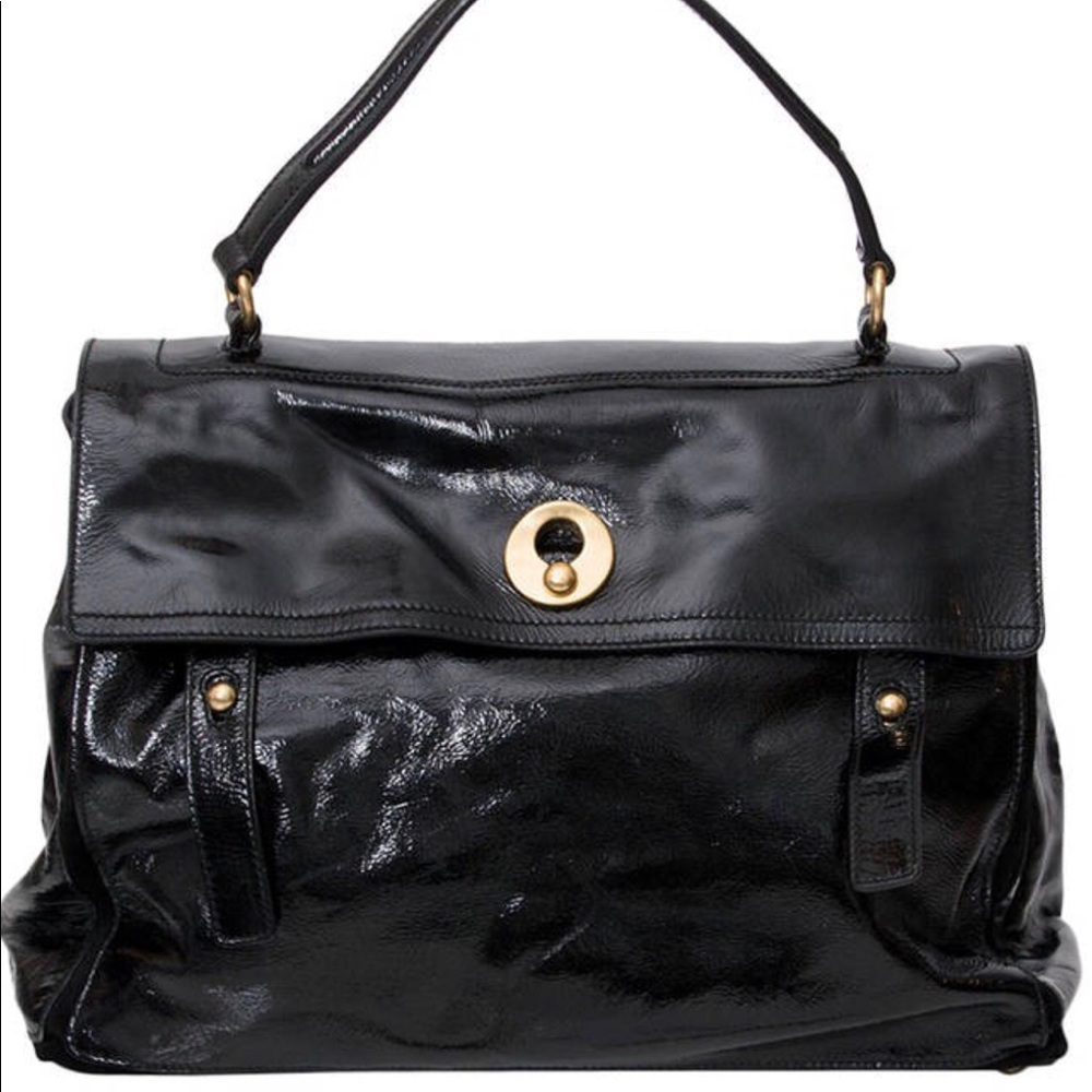 YSL Muse 2 Black Patent Calfskin Bag